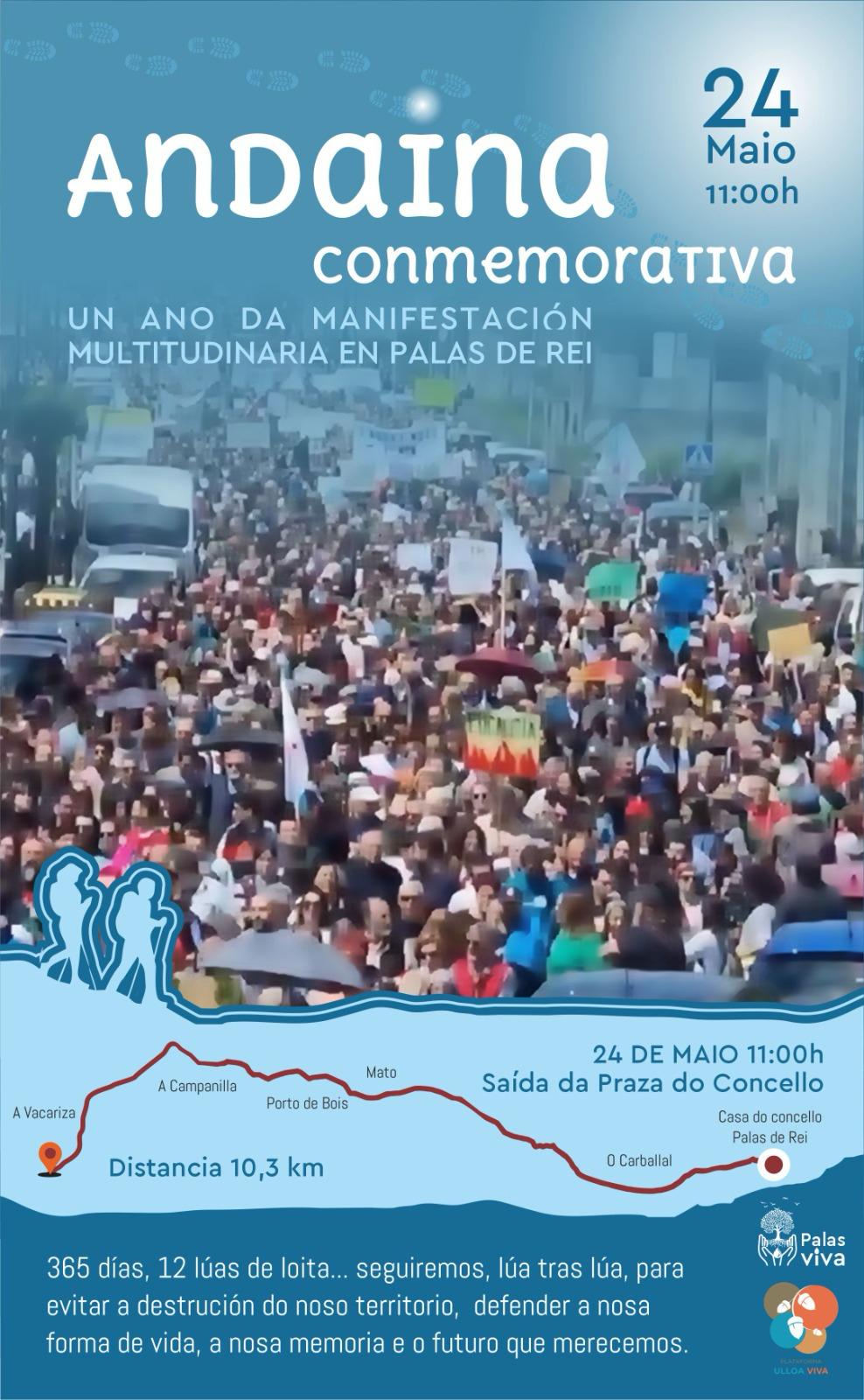 Cartaz da andaina conmemorativa da manifestación de Palas de Rei contra Altri no 2024