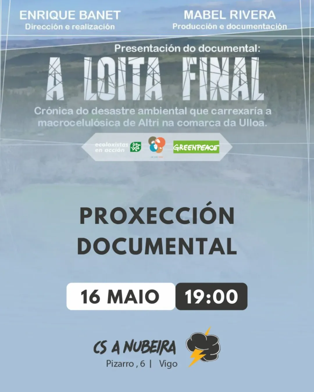 Cartaz da proxección do documental A Loita Final no CS A Nubeira en Vigo